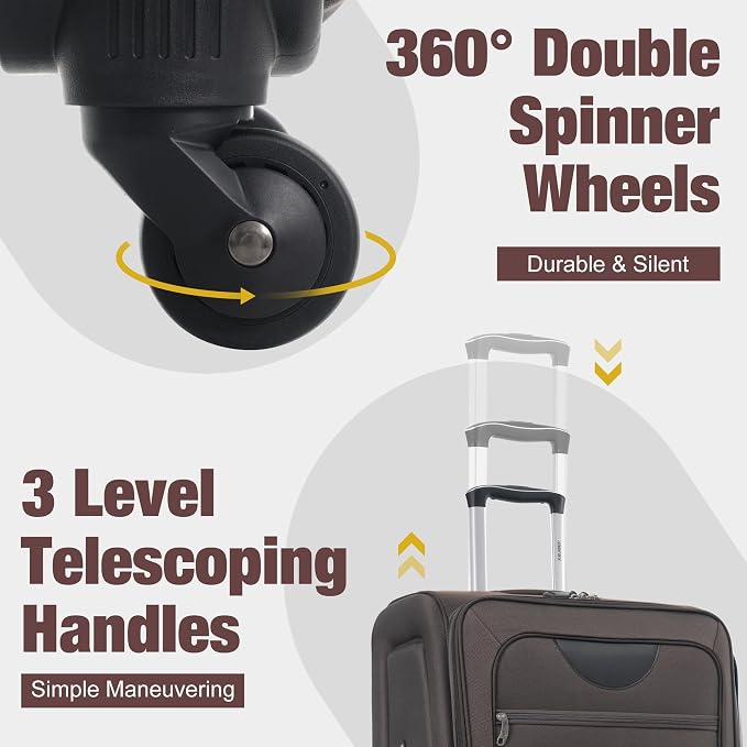 Merax Softside Luggage Set Softshell Lightweight 3 Piece Spinner Suitcase - Image 6