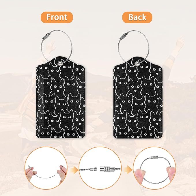 2 Pcs Luggage Tags for Suitcase, Cute Cat Luggage Tag Name Id Labels - Image 3