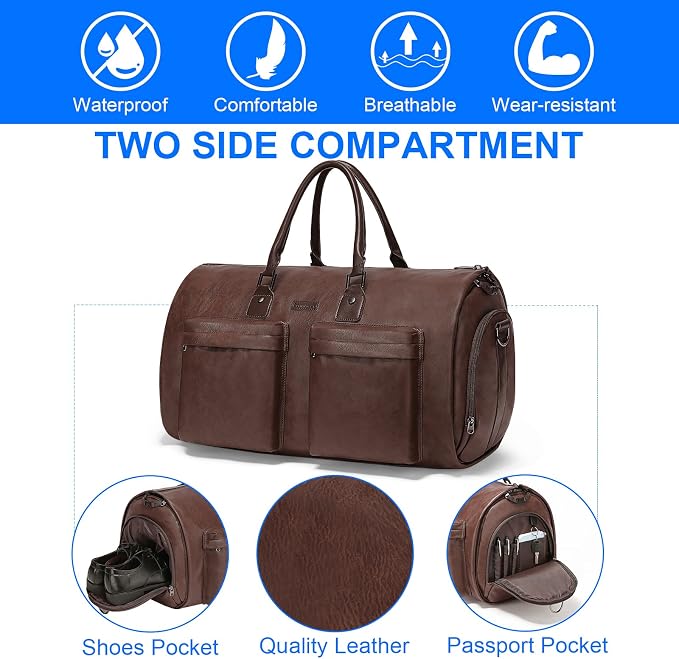 Modoker Convertible Leather Garment Bag, Carry on Garment Bags - Image 5