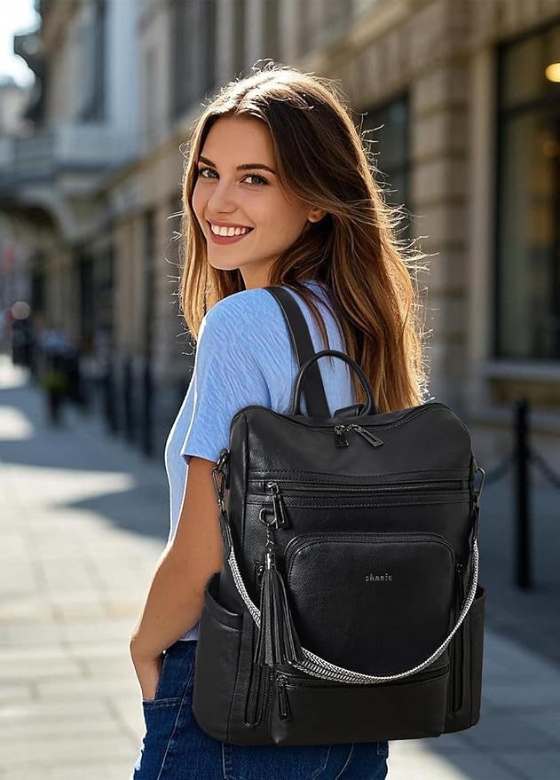 Shrrie Vegan Leather Laptop Backpack - Image 2