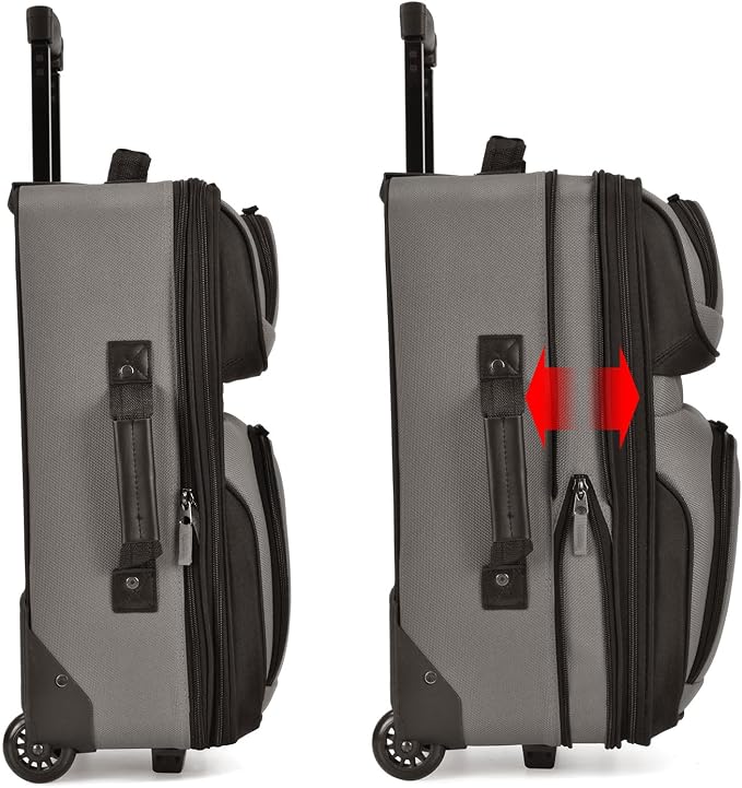 U.S. Traveler Lightweight Rolling 20" Carry On Luggage Softside Suitcase - Image 3