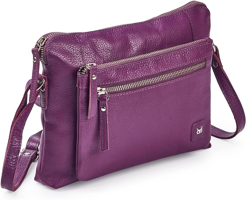 Wise Owl Accessories Small Soft Pebbled Real Leather Crossbody Handbags Purses by WiseOwlAccessories
