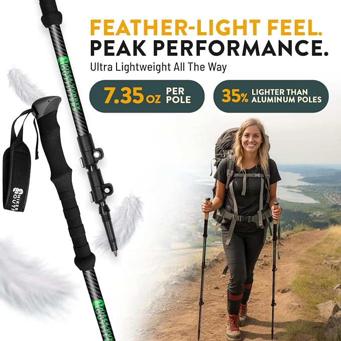 100% Carbon Fiber Trekking Poles by USA Brand - Image 3