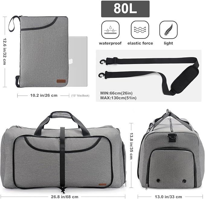 80L Duffle Bag for Travel, Large Foldable Waterproof Travel Duffel Bags - Image 2