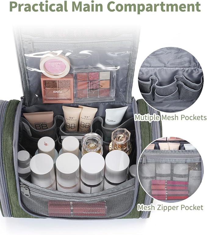 Narwey Hanging Toiletry Bag for Women Travel Makeup Bag Organizer Toiletries - Image 3