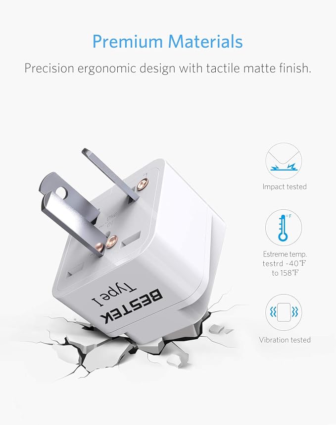 BESTEK Worldwide Travel Plug Adapter Set, Grounded Universal Power Plug Adapter - Image 5