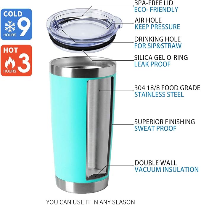 HASLE OUTFITTERS 20oz Stainless Steel Tumblers Bulk, Insulated Travel Cup - Image 4