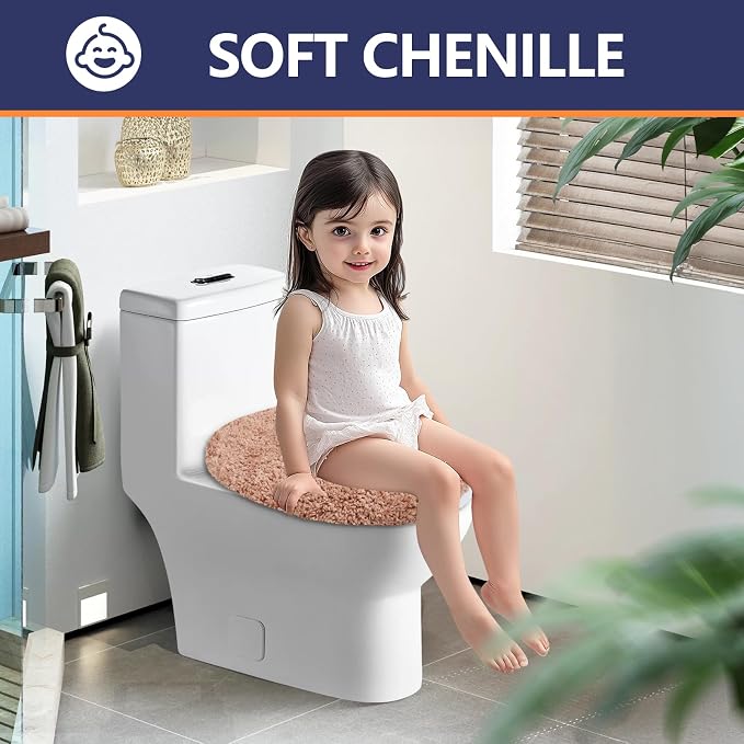 Microfiber Elongated Toilet Seat Cover 19.5"x 15" Machine Washable Solid Toilet - Image 5