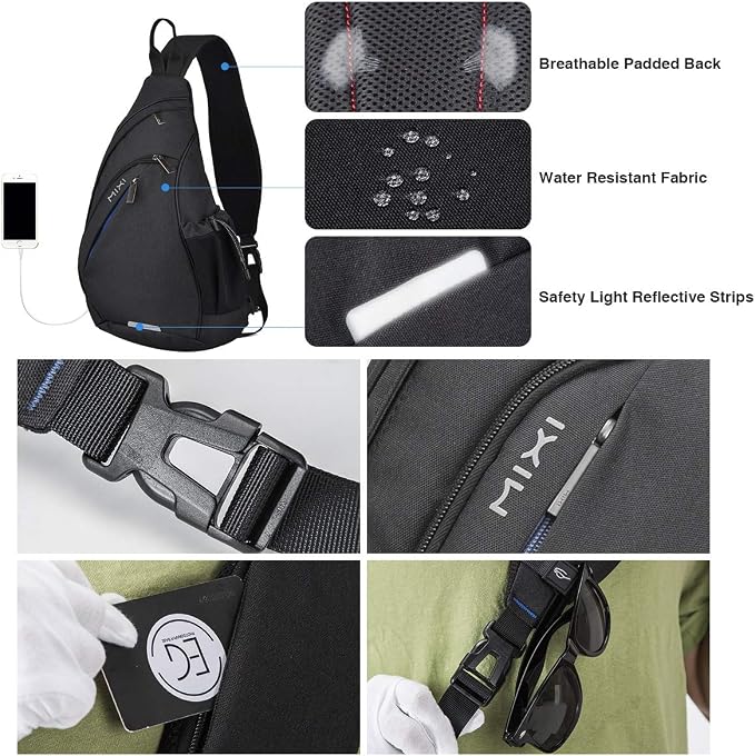mixi Sling Bag Men Backpack Unisex One Shoulder Bag Hiking Travel Backpack - Image 5