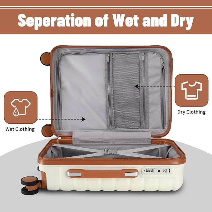 Lightweight Luggage with Spinner Wheels & YKK Zipper, 3-Piece Suitcase ABS+PC - Image 6