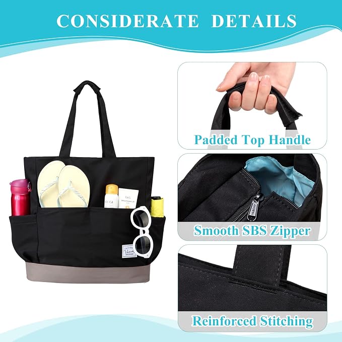 VASCHY Beach Bag for Women, Large Waterproof Sandproof Fold-able Packable Pool - Image 3