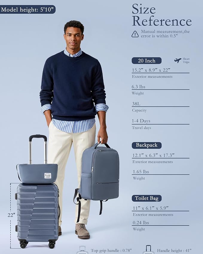 Coolife Luggage Sets 3 Piece, 20In Carry On Luggage - Image 8