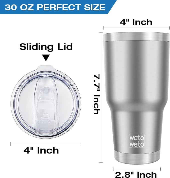 WETOWETO 30oz Tumbler, Stainless Steel Vacuum Insulated Water Coffee Tumbler Cup - Image 3