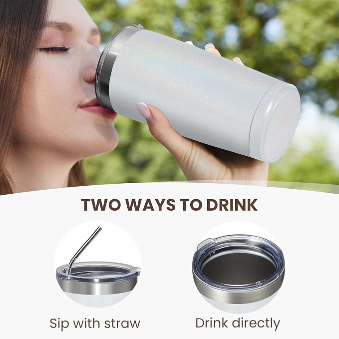 MEWAY 20oz Tumbler 8 Pack Double Wall Vacuum Insulated Travel Glitter Mug Bulk - Image 3