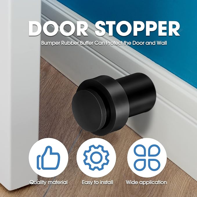 Chumia 10 Pcs Door Stopper Mounted Floor Stops Stainless Steel Cylindrical - Image 4
