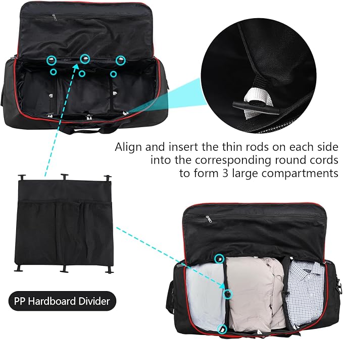 110L Expandable to 140L 32” Foldable Oxford Soft-Sided Rolling Duffle Bag - Image 4