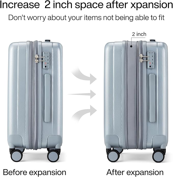 Hanke Expandable Hardshell Luggage Sets 3 piece Carry on Luggage - Image 3