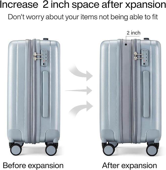 Hanke Expandable Hard Shell Luggage Sets 2 piece Carry On Luggage - Image 3