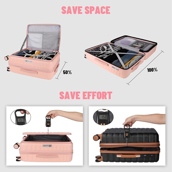 3-Piece 20/24 Top Opening Hardshell Lightweight Luggage and 28-Inch Clamshell - Image 4