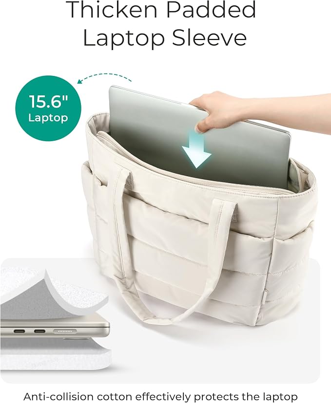 BAGSMART Tote Bag for Women, Lightweight Puffy Tote Bag - Image 4
