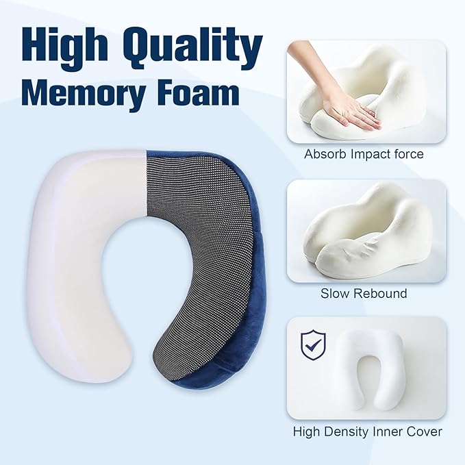 Neck Pillow for Traveling, Travel Pillows for Airplanes, 100% Pure Memory Foam - Image 5