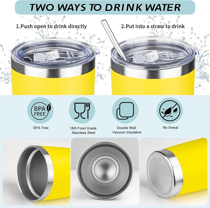 20oz Tumbler with Straw and Brush, Stainless Steel Vacuum Insulated tumbler - Image 3