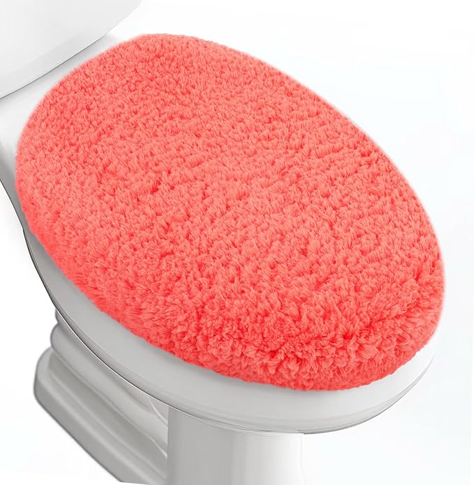 Microfiber Elongated Toilet Seat Cover 19.5"x 15" Machine Washable Solid Toilet by Baahrnom