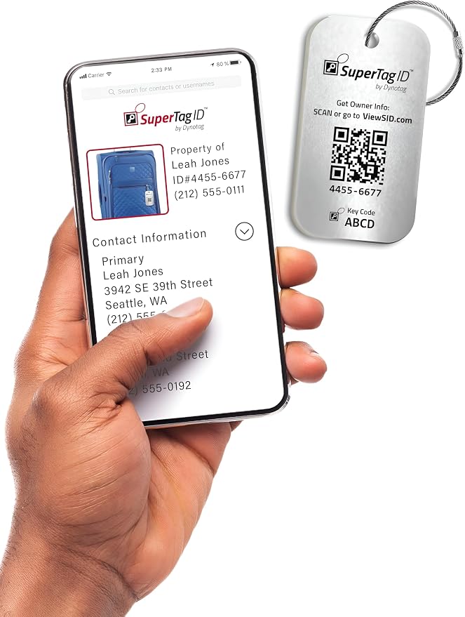 Dynotag® Sentry Series Solid Metal Web Enabled Smart Luggage Tag ID + Steel Loop - Image 2