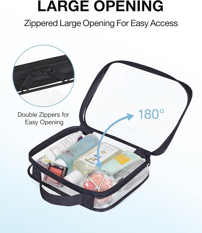 BAGSMART TSA Approved Clear Toiletry Bag, 2 Packs Quart Size Water Resistant - Image 3