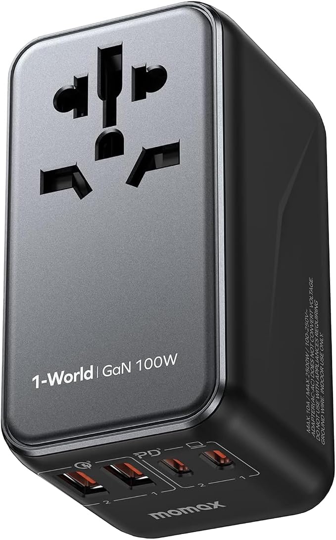MOMAX Universal Travel Adapter, 100W Fast GaN International Power Adapter by MOMAX