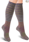 Cotton Compression Socks for Women & Men. 15-20 mmHg Support Knee-High Gray by SocksLaneCompression
