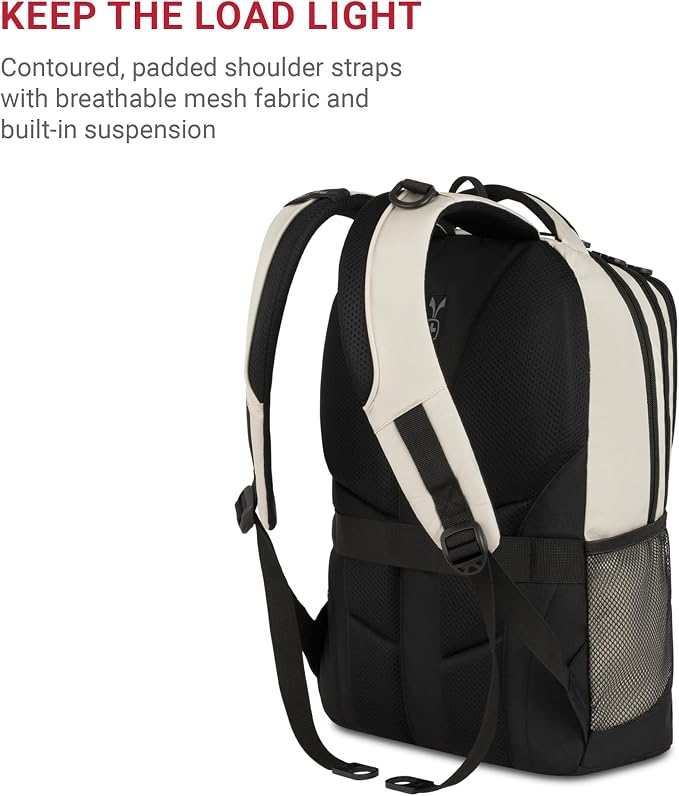 SwissGear Cecil 5505 Laptop Backpack, Cream/Black - Image 5