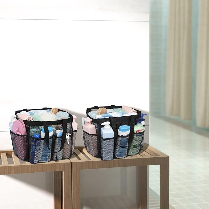 F-color Mesh Shower Caddy Portable, X Large 7 Deeper Pockets Shower Bag Basket - Image 8