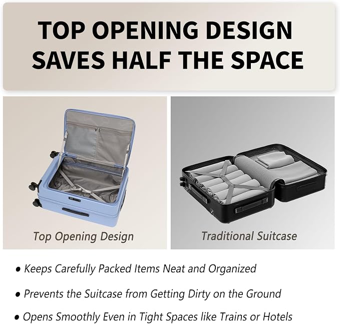 26 Inch Top Opening Checked Travel Luggage Expandable - Image 4