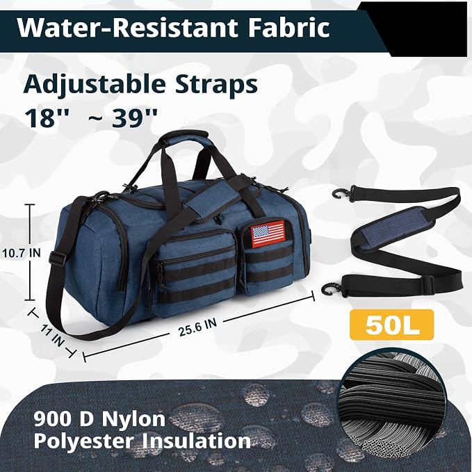 Tactical Gym Bag for Men，50L Large 3 in 1 Sports Duffle Bag - Image 4