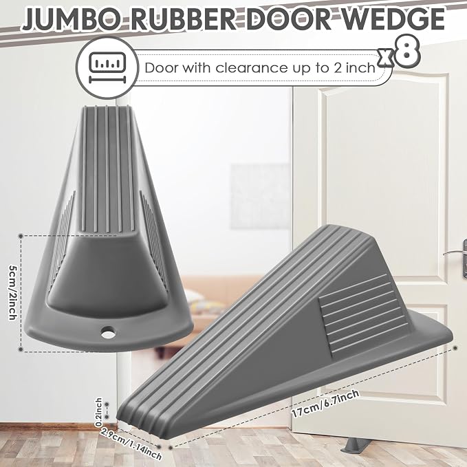 Frienda 8 Pcs Jumbo Door Stoppers Heavy Duty Door Stopper Tall up to 2inch Tall - Image 2