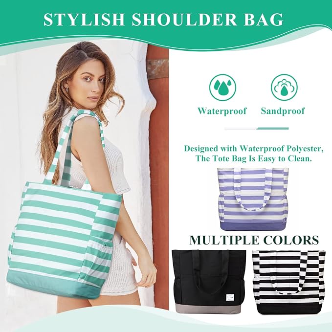 VASCHY Beach Bag for Women, Large Waterproof Sandproof Fold-able Packable Pool - Image 7