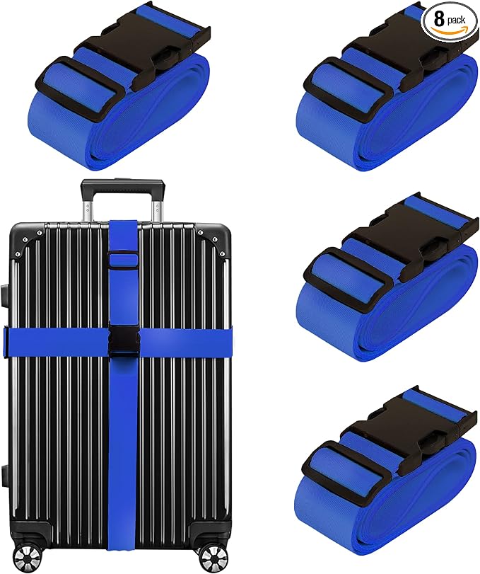 Luggage Straps for Suitcases TSA Approved Travel Belt 8 Pack by Chelmon by Chelmon