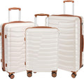 Lightweight Luggage with Spinner Wheels & YKK Zipper, 3-Piece Suitcase ABS+PC by WireHot