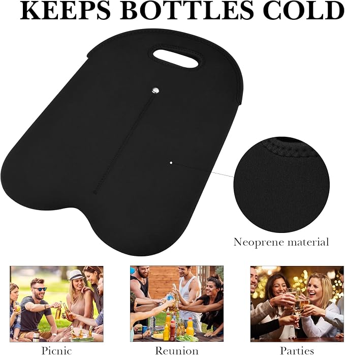 Linkidea Wine Travel Carrier & Cooler Bag, Wine Carrying Tote Picnic Cooler - Image 2
