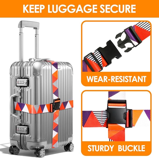 Adjustable Travel Luggage Strap Suitcase Belt Travel Bag Accessories 1.96 in W - Image 3