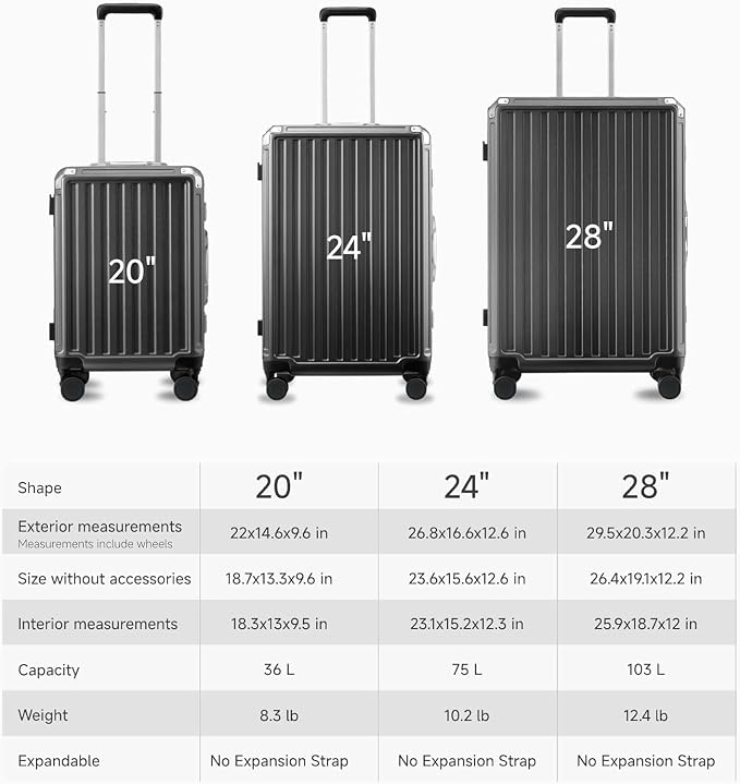 LUGGEX Checked Luggage with Spinner Wheels, 24 Inch Aluminum Frame Zipperless - Image 9