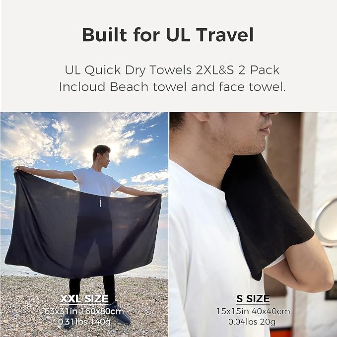 Ultralight Quick Dry Towel, Extra Large&Small 2 Pack Microfiber Towels - Image 5