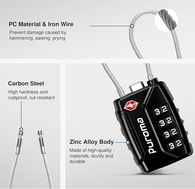 Puroma 6 Pack TSA Approved Luggage Locks, 4 Digit Combination Travel Locks - Image 6