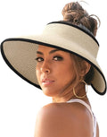 FURTALK Sun Hats for Women Wide Brim Beach Hat Straw Visor Ponytail Summer UV by FURTALK