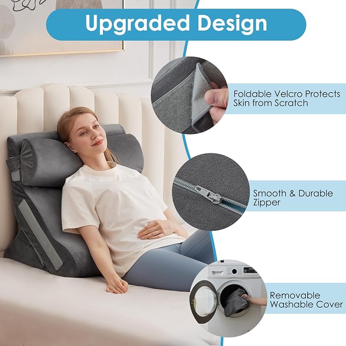 3PCS Bed Wedge Pillow for Headboard, Adjustable Wedge Pillow for Sleep Apnea - Image 5