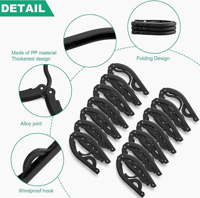 12 PCS Black Portable Folding Clothes Hangers, Non-Slip Folding Hangers - Image 3