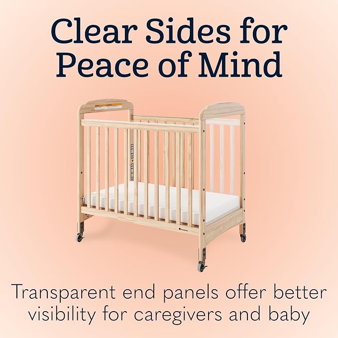 Foundations Serenity Compact Clearview Daycare Crib, Fixed Side, Durable Wood - Image 3
