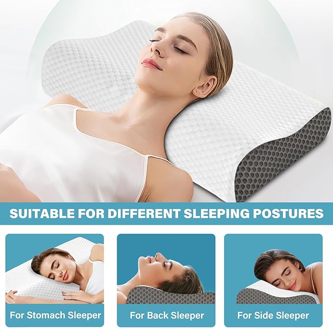 2 Pack Memory Foam Cooling Bed Pillows - Image 4
