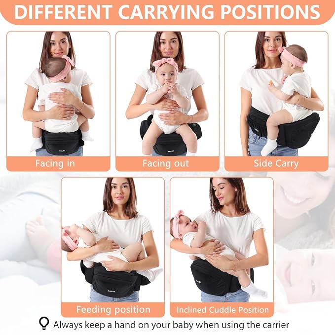 HKAI Baby Carrier Hip Seat, Mom’s Choice Award Winner, Advanced Large Capacity - Image 8